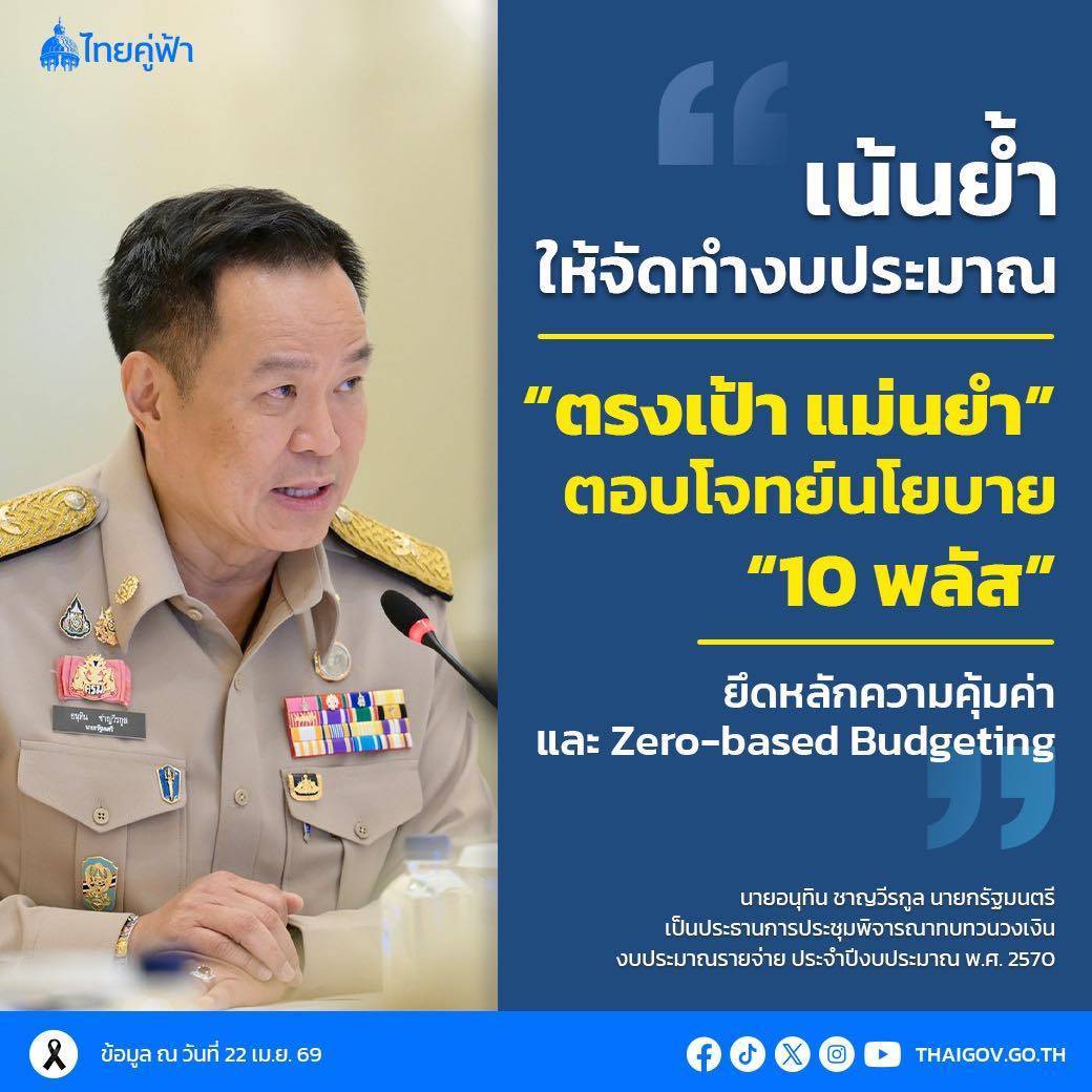 นายกฯ นำประชุมทบทวนงบปี 2570 ย้ำตัดรายจ่ายไม่จำเป็น รับมือเศรษฐกิจผันผวน